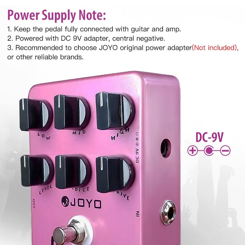 JOYO Overdrive British Rock Amp Simulator Pedal Brit-Rock Era Bluesbreaker Overload for Electric Guitar Effect - Bypass (British Sound JF-16) - Image 5